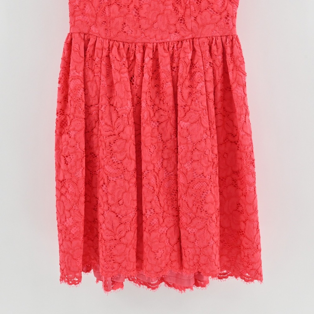 Kate Spade High Low Lace‎ Dress Size 00 Take A Walk On The Wild Side Geranium - Picture 11 of 13